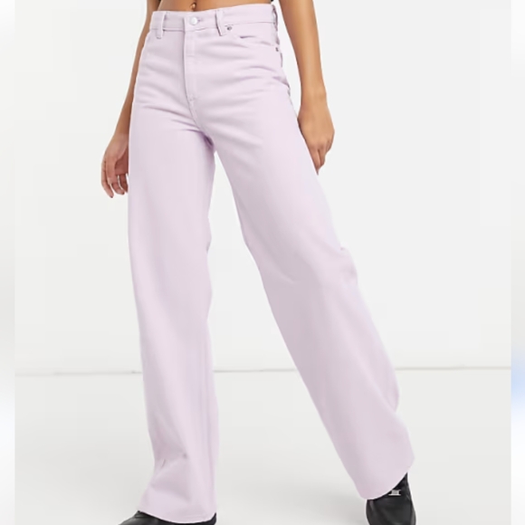 Monki Yoko Lilac High-Waisted Jeans 26 - Picture 1 of 7